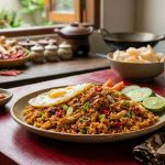 nasi goreng belacan dengan aroma terasi kuat dan rasa gurih pedas khas