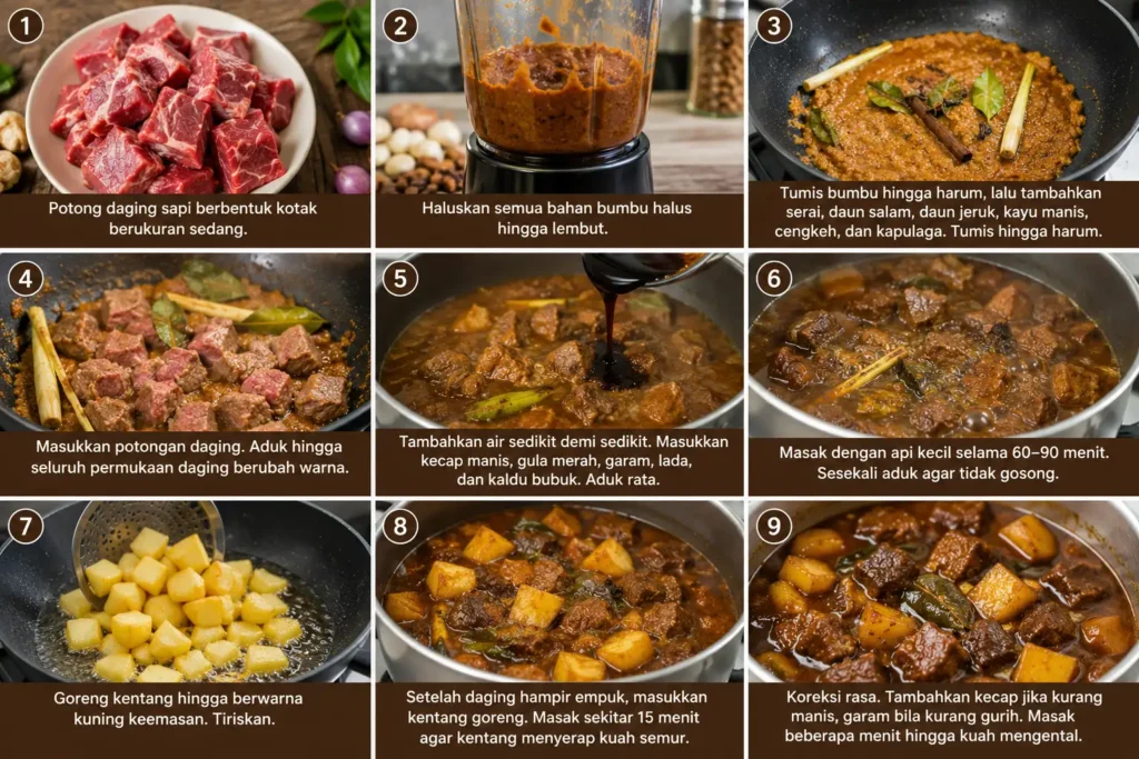 Langkah-langkah cara membuat semur daging sapi dengan kentang